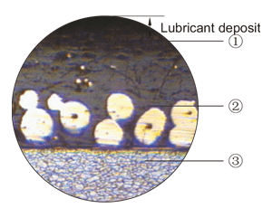 Структура металлопластиковой втулки HMG-80 — ПЭЭК/ПТФЭ, бронза, сталь